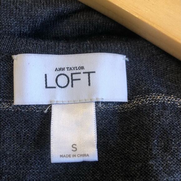 Ann Taylor Loft Wool Cardigan Women’s Small Sequin Striped Gray Sweater Metallic - Picture 3 of 6